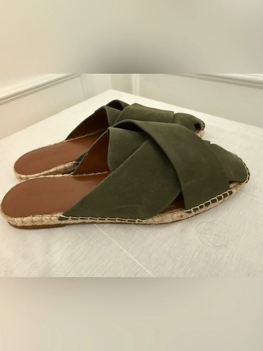 Aerosols Halley Espadrille Mule Slide Sandal Olive Green 8.5 NWOB
